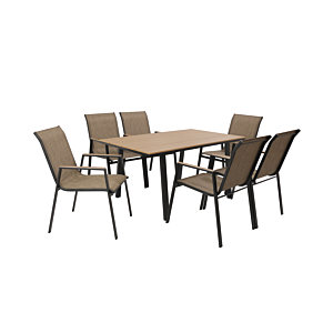 Set Table À Manger + 6 Chaises Tulum - Taupe Tables et chaises de jardin