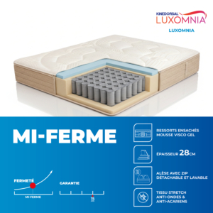 Matelas Kinedorsal Luxomnia 90X190Cm - Beige / Blanc + Couette Gratuite