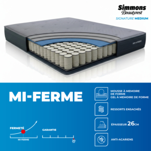 Matelas Beautyrest Signature Medium - Bleu + Surmatelas Gratuit