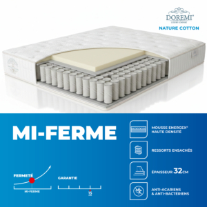 Matelas Doremi Nature Cotton 180x200cm - Beige