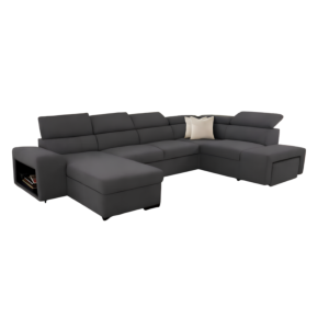 Canapé D'angle Naya Réversible Avec Fonction Lit - Gris Foncé