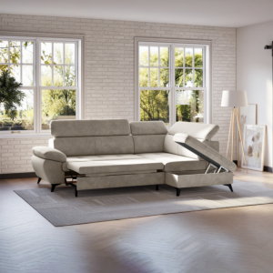 Canapé D'Angle Droit Hudson Avec Fonction Lit + Coffre