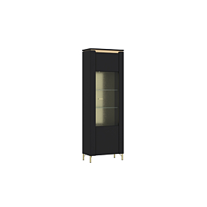 VITRINE NORICA 1 PORTE LED en OPTION - Noir / Doré Soldes été vague 2