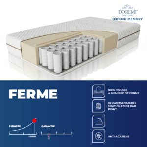 Matelas Oxford Memory - Blanc/Beige Matelas