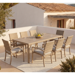 Set Table À Manger + 8 Chaises Sicilia - Taupe