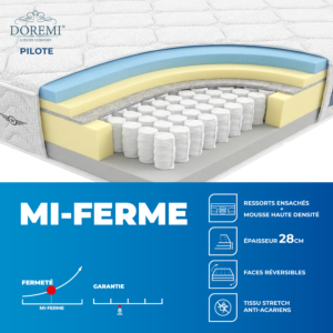 Matelas Doremi Pilote - Gris + Oreiller Gratuit