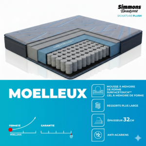 Matelas Beautyrest Signature Plush - Bleu + Couette Gratuite Matelas