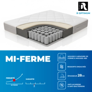 Matelas Richbond R Optimum - Blanc / Taupe Essentiel HIVER