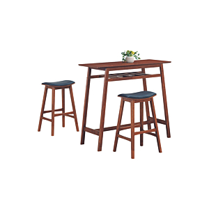 Set YALE Table Haute + 2 Tabourets - Marron Sets Table avec chaises