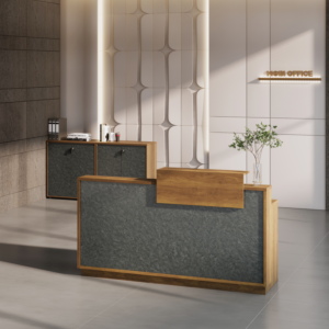 Comptoir De Réception Start Pro 180Cm - Noyer/Gris