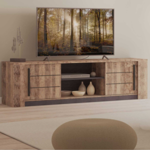Meuble TV Monaco avec 2 portes / 2 niches – 185 × 42 × 52 cm
