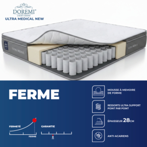 Matelas Doremi Ultra Medical New - Gris / Blanc + Oreiller Gratuit