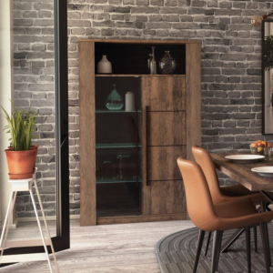 Vitrine Monaco avec 2 portes / 3 étagères / 1 niche – (LED INCLU)