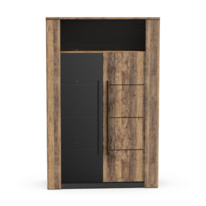Vitrine Monaco avec 2 portes / 3 étagères / 1 niche – (LED INCLU) Les Petits Prix