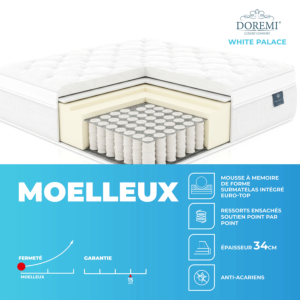 Matelas Doremi White Palace 90X190Cm - Blanc