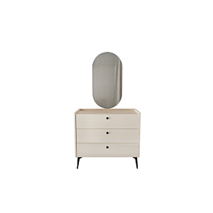 COMMODE MAYA 3 TIROIRS Et MIROIR - Blanc / Chêne Soldes été vague 2