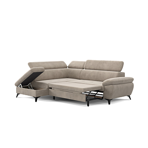 Canapé D'Angle Gauche Hudson Avec Fonction Lit + Coffre - Taupe