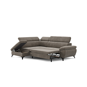 Canapé D'angle Gauche HUDSON Avec fonction lit + Coffre - Greige