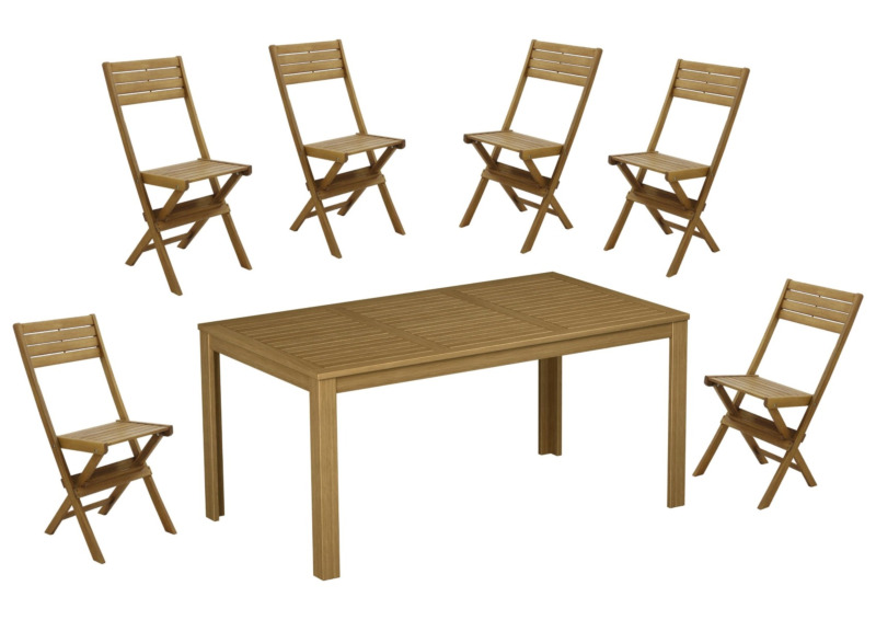 Table à Manger EXOTICA En Acacia  Avec 6 Chaises - Teck