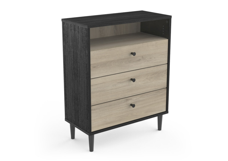 Commode ARTY 3 Tiroirs - Chêne / Noir