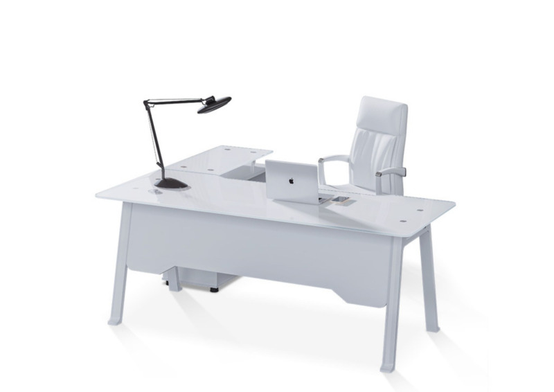 Bureau De Direction SHIRAZ Avec Caisson - Blanc