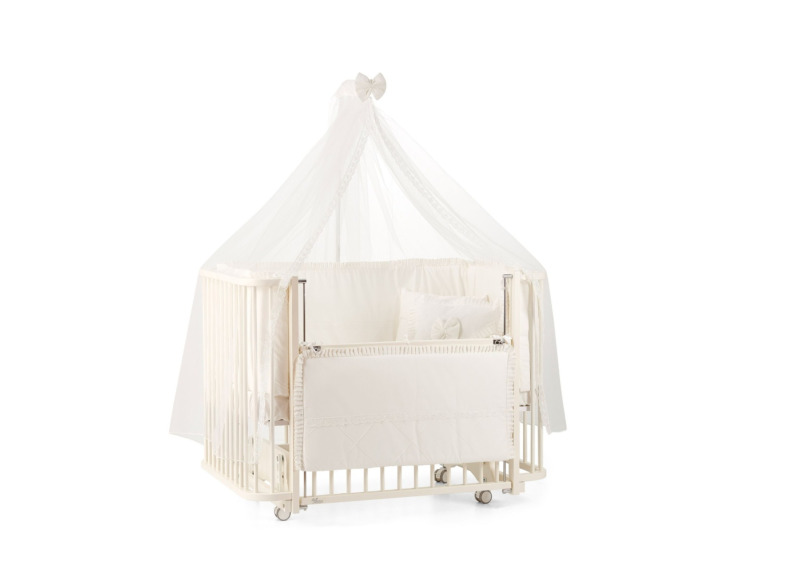 Berceau BAMBINO 70x110cm Avec Roulettes Et MATELAS Et Moustiquaire - Creme