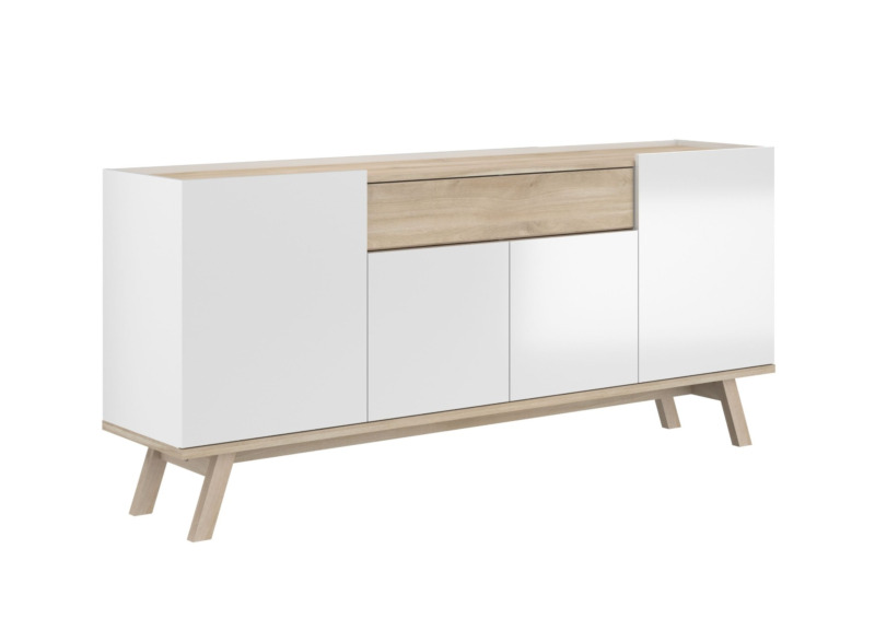 Buffet ISAK Avec 4 Portes Et 1 Tiroir - Chêne / Blanc