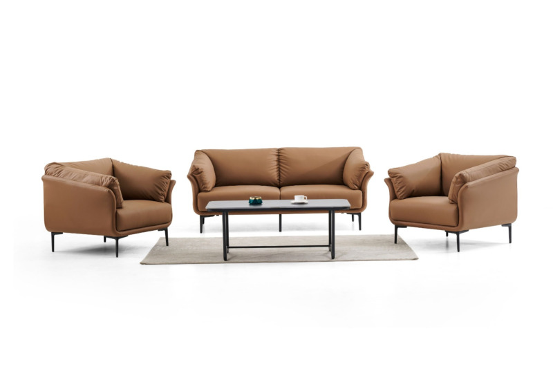 Salon Canapé + 2 Fauteuils HAVANA - Marron  