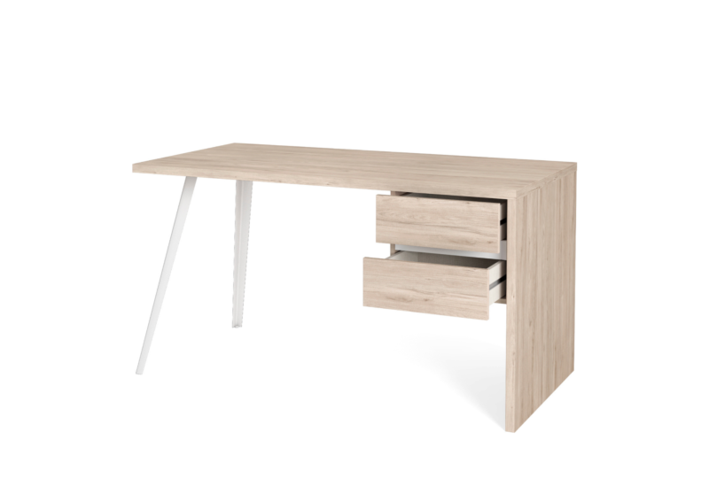 Bureau ELIOT Avec 2 Tiroirs  - Chêne  /Blanc
