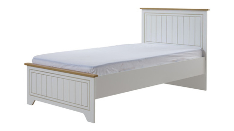 Lit MANGO Avec Sommier 90x200cm - Blanc / Chêne 