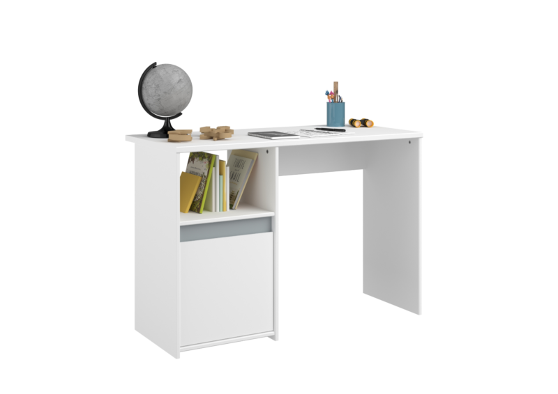 Bureau PIROUETTE 1 Porte + 1 Niche - Gris / Rose / Blanc