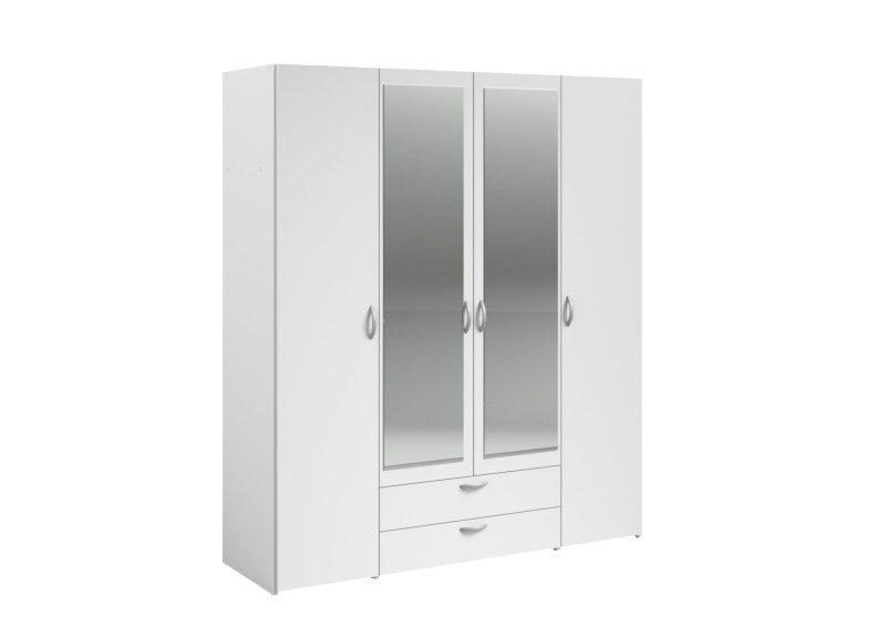Armoire DAILY 4 portes 2 tiroirs - Blanc